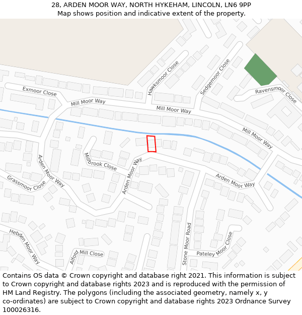 28, ARDEN MOOR WAY, NORTH HYKEHAM, LINCOLN, LN6 9PP: Location map and indicative extent of plot