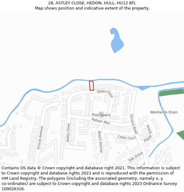 28, ASTLEY CLOSE, HEDON, HULL, HU12 8FL: Location map and indicative extent of plot