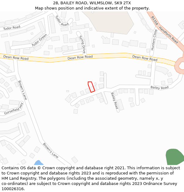 28, BAILEY ROAD, WILMSLOW, SK9 2TX: Location map and indicative extent of plot
