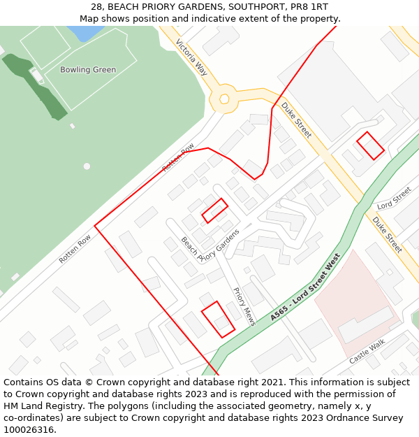 28, BEACH PRIORY GARDENS, SOUTHPORT, PR8 1RT: Location map and indicative extent of plot