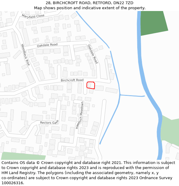 28, BIRCHCROFT ROAD, RETFORD, DN22 7ZD: Location map and indicative extent of plot