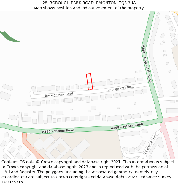 28, BOROUGH PARK ROAD, PAIGNTON, TQ3 3UA: Location map and indicative extent of plot