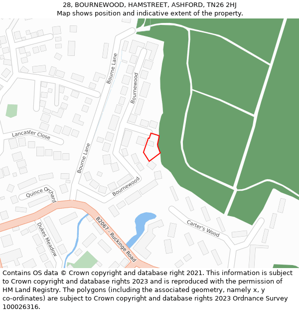 28, BOURNEWOOD, HAMSTREET, ASHFORD, TN26 2HJ: Location map and indicative extent of plot
