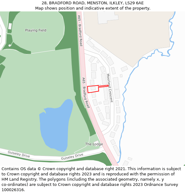 28, BRADFORD ROAD, MENSTON, ILKLEY, LS29 6AE: Location map and indicative extent of plot