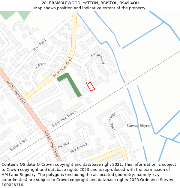 28, BRAMBLEWOOD, YATTON, BRISTOL, BS49 4QH: Location map and indicative extent of plot