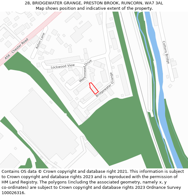 28, BRIDGEWATER GRANGE, PRESTON BROOK, RUNCORN, WA7 3AL: Location map and indicative extent of plot