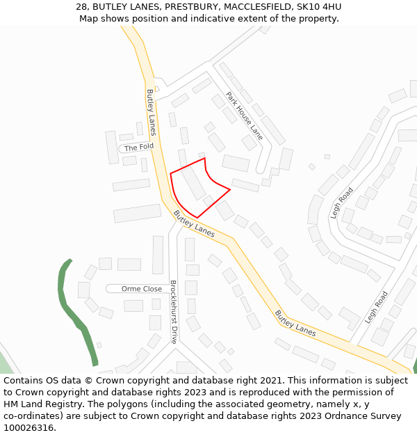 28, BUTLEY LANES, PRESTBURY, MACCLESFIELD, SK10 4HU: Location map and indicative extent of plot