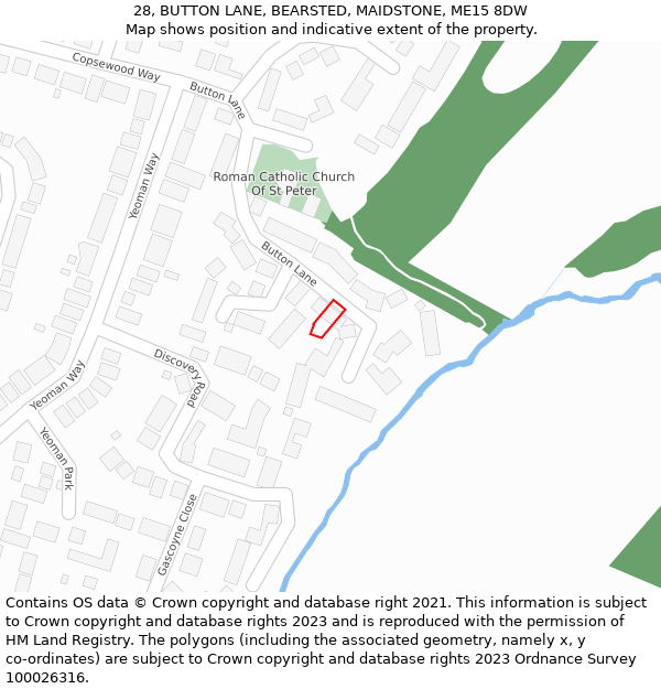 28, BUTTON LANE, BEARSTED, MAIDSTONE, ME15 8DW: Location map and indicative extent of plot