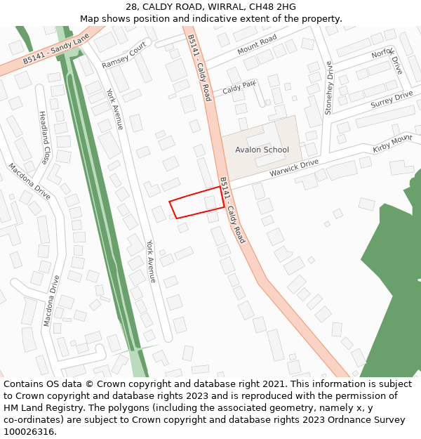 28, CALDY ROAD, WIRRAL, CH48 2HG: Location map and indicative extent of plot