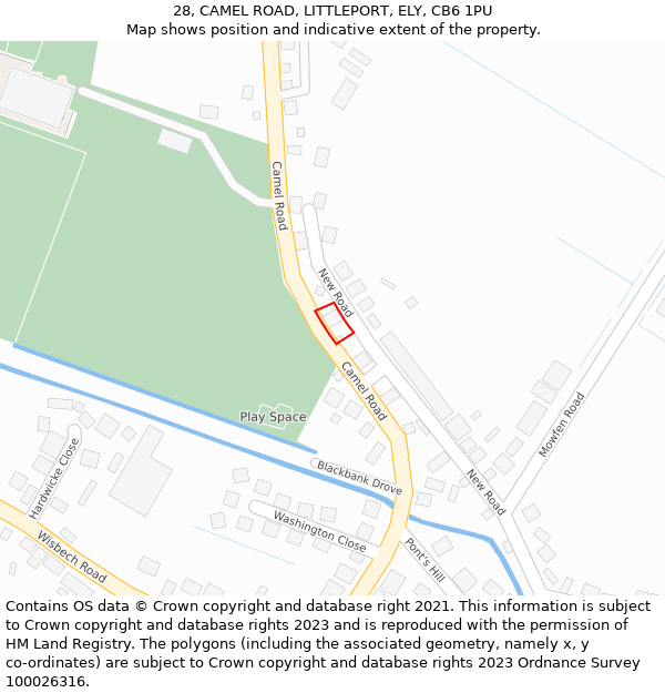 28, CAMEL ROAD, LITTLEPORT, ELY, CB6 1PU: Location map and indicative extent of plot