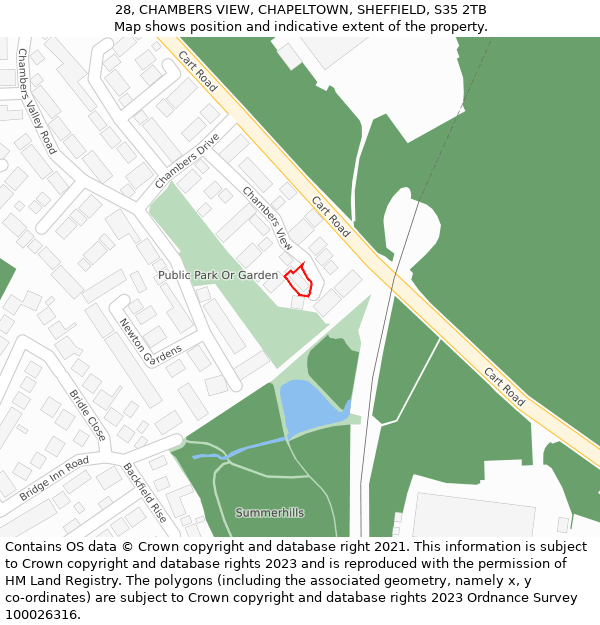 28, CHAMBERS VIEW, CHAPELTOWN, SHEFFIELD, S35 2TB: Location map and indicative extent of plot