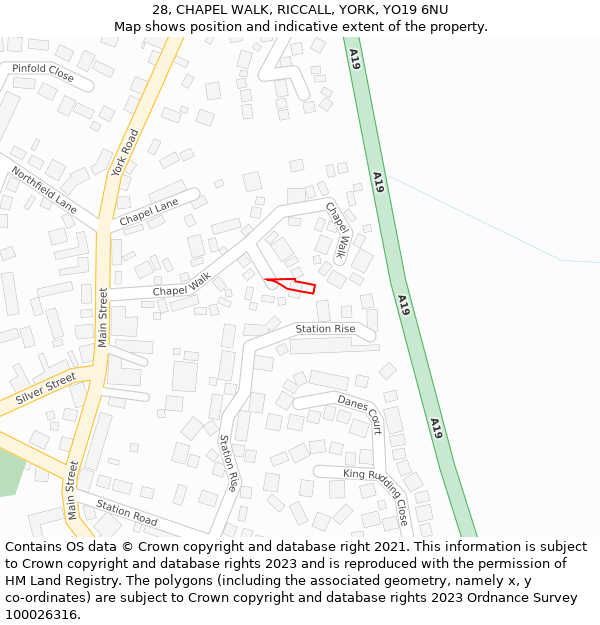 28, CHAPEL WALK, RICCALL, YORK, YO19 6NU: Location map and indicative extent of plot