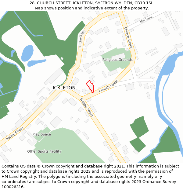 28, CHURCH STREET, ICKLETON, SAFFRON WALDEN, CB10 1SL: Location map and indicative extent of plot