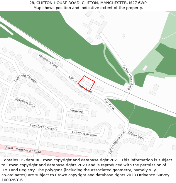 28, CLIFTON HOUSE ROAD, CLIFTON, MANCHESTER, M27 6WP: Location map and indicative extent of plot