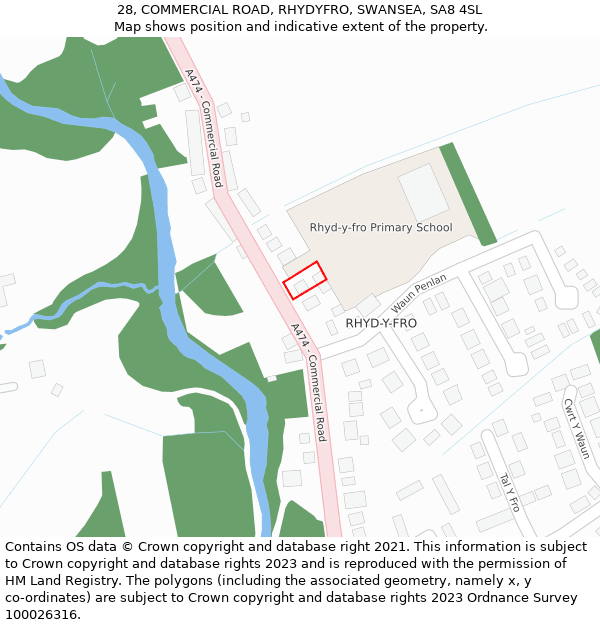 28, COMMERCIAL ROAD, RHYDYFRO, SWANSEA, SA8 4SL: Location map and indicative extent of plot