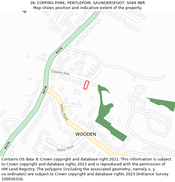 28, COPPINS PARK, PENTLEPOIR, SAUNDERSFOOT, SA69 9BR: Location map and indicative extent of plot