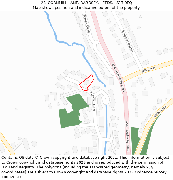 28, CORNMILL LANE, BARDSEY, LEEDS, LS17 9EQ: Location map and indicative extent of plot