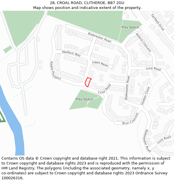 28, CROAL ROAD, CLITHEROE, BB7 2GU: Location map and indicative extent of plot