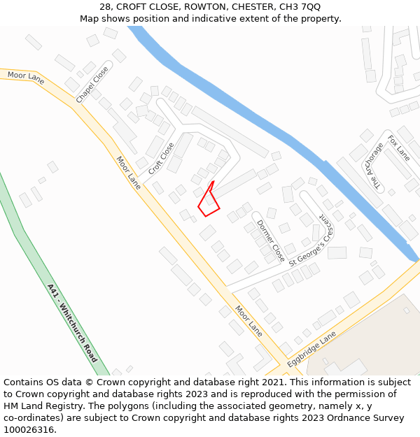 28, CROFT CLOSE, ROWTON, CHESTER, CH3 7QQ: Location map and indicative extent of plot