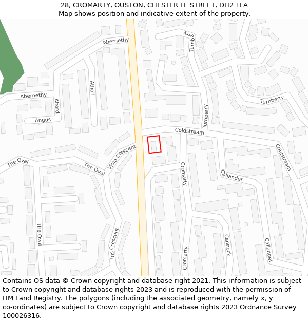 28, CROMARTY, OUSTON, CHESTER LE STREET, DH2 1LA: Location map and indicative extent of plot