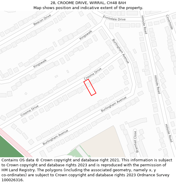 28, CROOME DRIVE, WIRRAL, CH48 8AH: Location map and indicative extent of plot