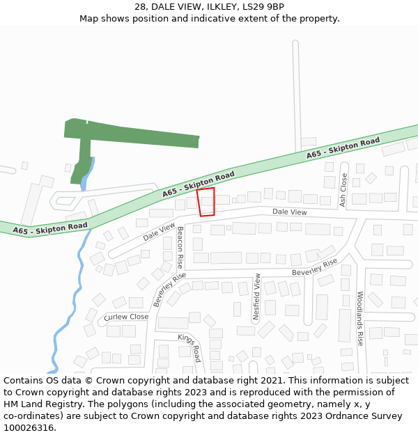 28, DALE VIEW, ILKLEY, LS29 9BP: Location map and indicative extent of plot