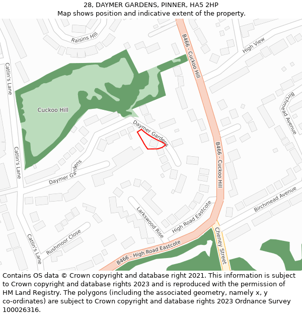 28, DAYMER GARDENS, PINNER, HA5 2HP: Location map and indicative extent of plot