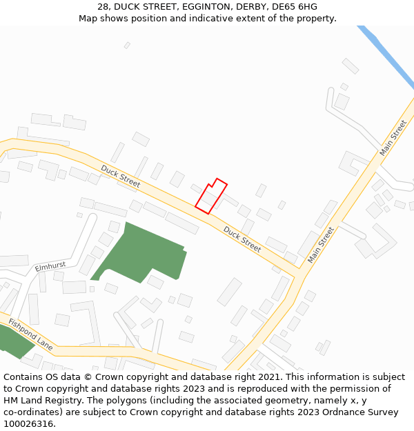 28, DUCK STREET, EGGINTON, DERBY, DE65 6HG: Location map and indicative extent of plot