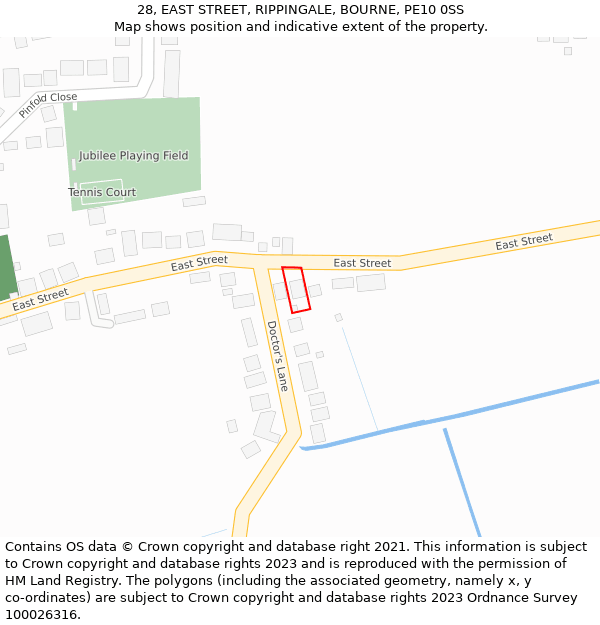 28, EAST STREET, RIPPINGALE, BOURNE, PE10 0SS: Location map and indicative extent of plot