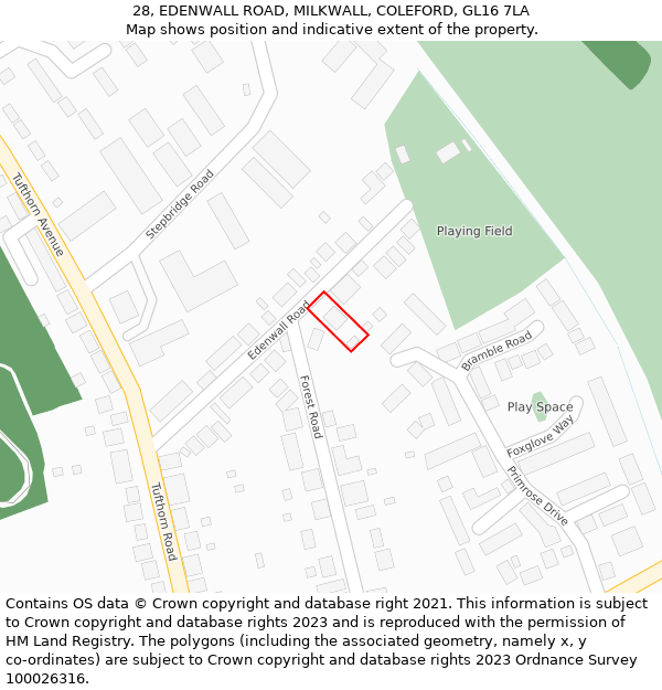 28, EDENWALL ROAD, MILKWALL, COLEFORD, GL16 7LA: Location map and indicative extent of plot