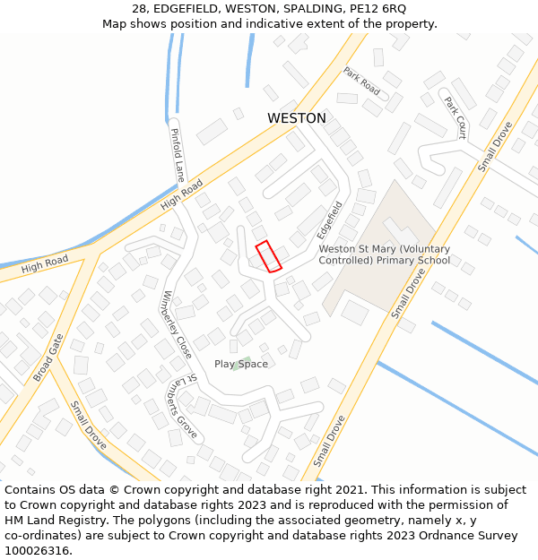 28, EDGEFIELD, WESTON, SPALDING, PE12 6RQ: Location map and indicative extent of plot