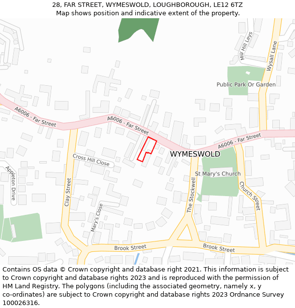 28, FAR STREET, WYMESWOLD, LOUGHBOROUGH, LE12 6TZ: Location map and indicative extent of plot