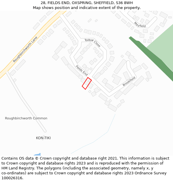 28, FIELDS END, OXSPRING, SHEFFIELD, S36 8WH: Location map and indicative extent of plot