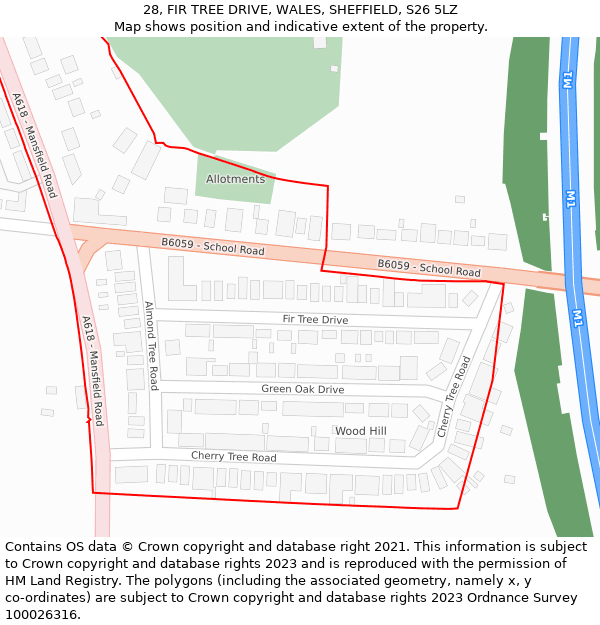 28, FIR TREE DRIVE, WALES, SHEFFIELD, S26 5LZ: Location map and indicative extent of plot