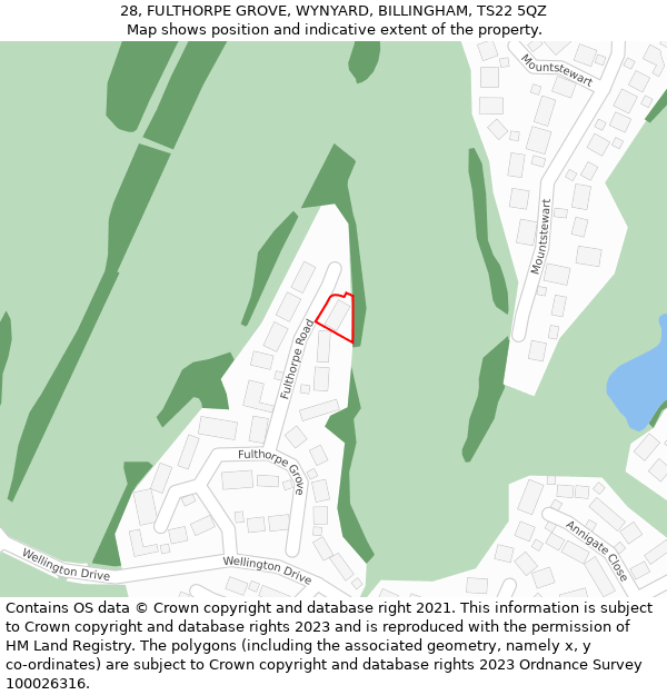 28, FULTHORPE GROVE, WYNYARD, BILLINGHAM, TS22 5QZ: Location map and indicative extent of plot