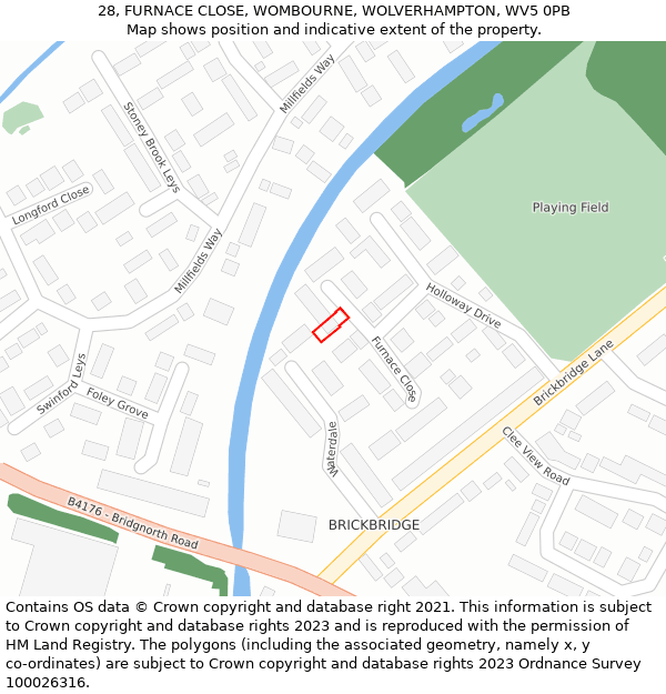 28, FURNACE CLOSE, WOMBOURNE, WOLVERHAMPTON, WV5 0PB: Location map and indicative extent of plot