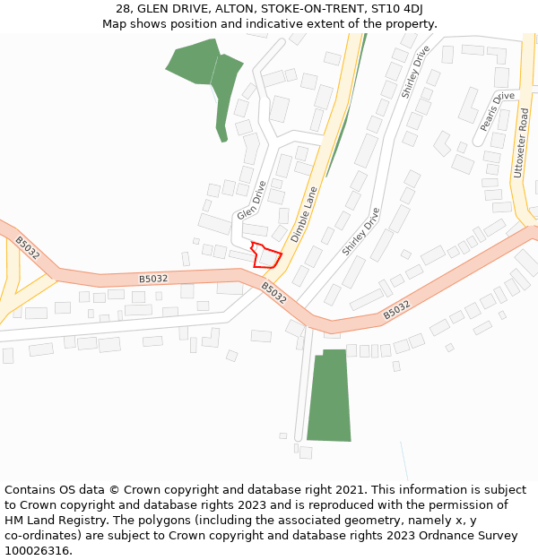 28, GLEN DRIVE, ALTON, STOKE-ON-TRENT, ST10 4DJ: Location map and indicative extent of plot