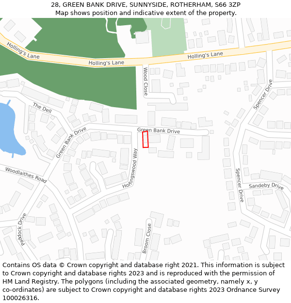 28, GREEN BANK DRIVE, SUNNYSIDE, ROTHERHAM, S66 3ZP: Location map and indicative extent of plot