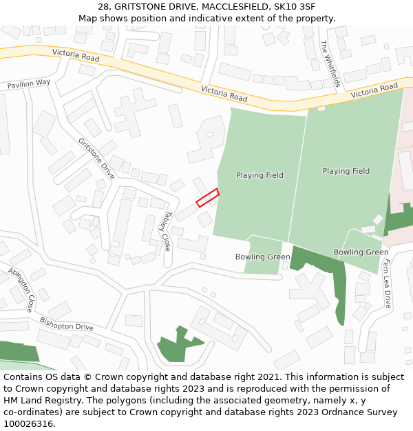 28, GRITSTONE DRIVE, MACCLESFIELD, SK10 3SF: Location map and indicative extent of plot