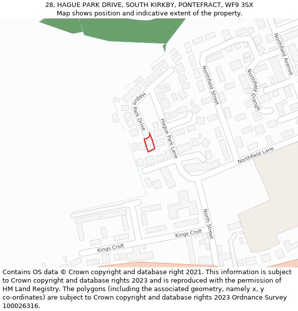 28, HAGUE PARK DRIVE, SOUTH KIRKBY, PONTEFRACT, WF9 3SX: Location map and indicative extent of plot