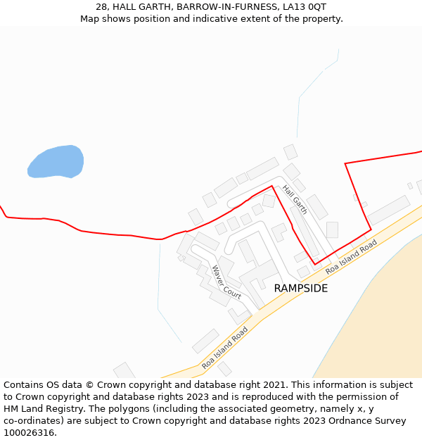 28, HALL GARTH, BARROW-IN-FURNESS, LA13 0QT: Location map and indicative extent of plot