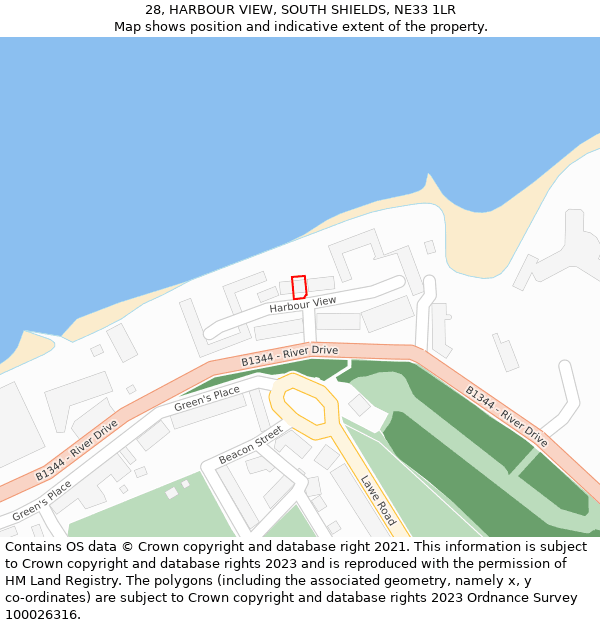 28, HARBOUR VIEW, SOUTH SHIELDS, NE33 1LR: Location map and indicative extent of plot