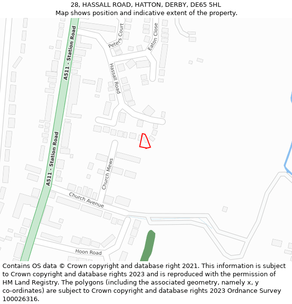 28, HASSALL ROAD, HATTON, DERBY, DE65 5HL: Location map and indicative extent of plot