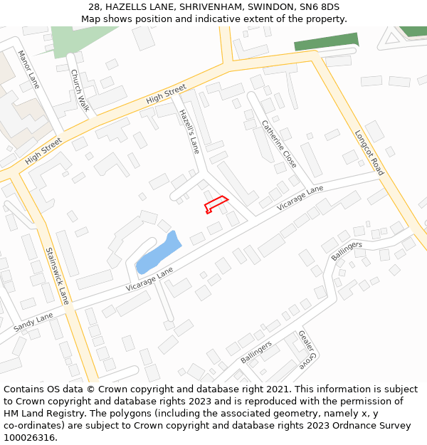 28, HAZELLS LANE, SHRIVENHAM, SWINDON, SN6 8DS: Location map and indicative extent of plot