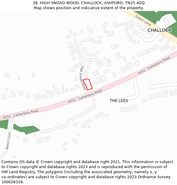 28, HIGH SNOAD WOOD, CHALLOCK, ASHFORD, TN25 4DQ: Location map and indicative extent of plot