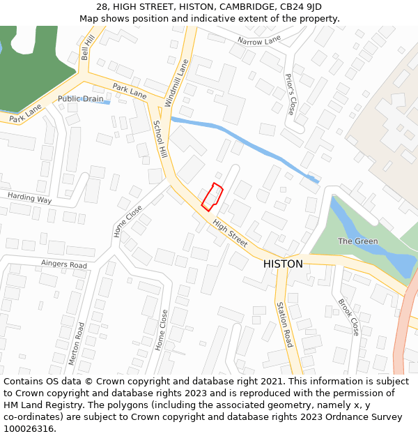 28, HIGH STREET, HISTON, CAMBRIDGE, CB24 9JD: Location map and indicative extent of plot