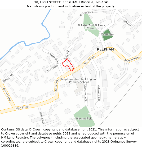28, HIGH STREET, REEPHAM, LINCOLN, LN3 4DP: Location map and indicative extent of plot