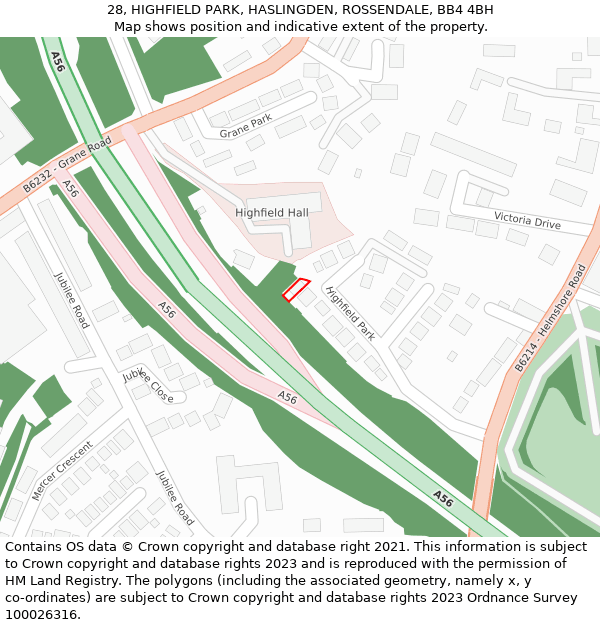 28, HIGHFIELD PARK, HASLINGDEN, ROSSENDALE, BB4 4BH: Location map and indicative extent of plot