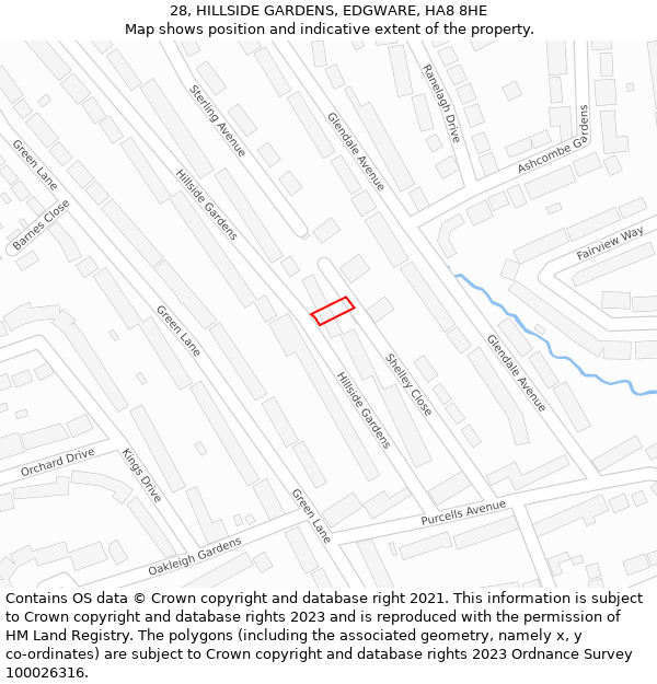 28, HILLSIDE GARDENS, EDGWARE, HA8 8HE: Location map and indicative extent of plot