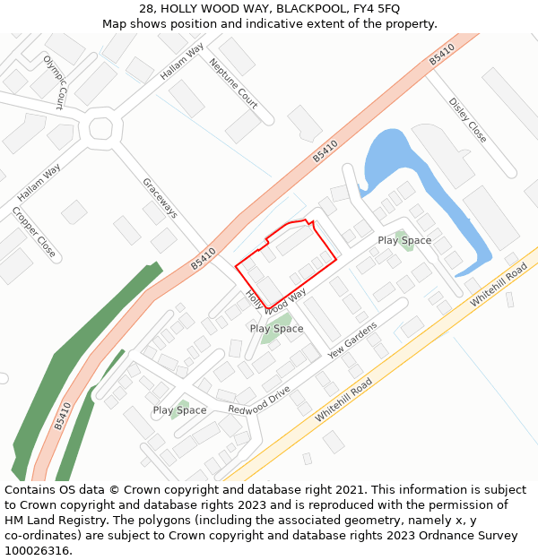 28, HOLLY WOOD WAY, BLACKPOOL, FY4 5FQ: Location map and indicative extent of plot